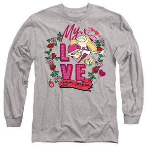 AN OFFCIALLY LICENSED HEY ARNOLD VALENTINE'S DAY HELGA, I HATE YOU, BUT LOVE YOU MEN'S LONG SLEEVE T-SHIRT ATHLETIC HEATHER