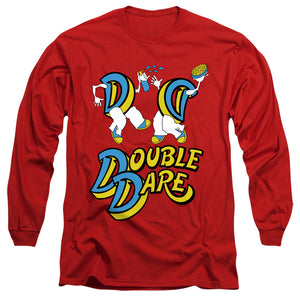 AN OFFCIALLY LICENSED DOUBLE DARE VINTAGE DOUBLE DARE LOGO MEN'S LONG SLEEVE T-SHIRT RED