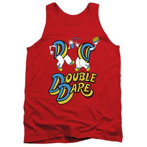 AN OFFCIALLY LICENSED DOUBLE DARE VINTAGE DOUBLE DARE LOGO ADULT UNISEX TANK TOP RED