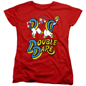 AN OFFCIALLY LICENSED DOUBLE DARE VINTAGE DOUBLE DARE LOGO WOMEN'S REGULAR FIT T-SHIRT RED