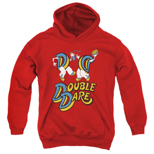 AN OFFCIALLY LICENSED DOUBLE DARE VINTAGE DOUBLE DARE LOGO YOUTH HOODIE RED