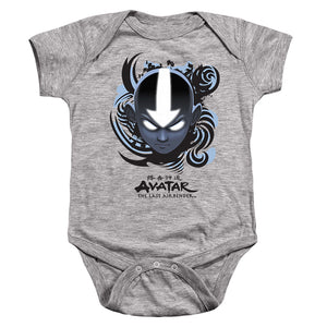 AN OFFCIALLY LICENSED AVATAR THE LAST AIRBENDER AIRBENDER BLUE AND BLACK KANJI BABY BODYSUIT ATHLETIC HEATHER