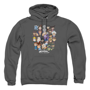 AN OFFCIALLY LICENSED AVATAR THE LAST AIRBENDER CHIBI GROUP ADULT UNISEX PULLOVER HOODIE CHARCOAL