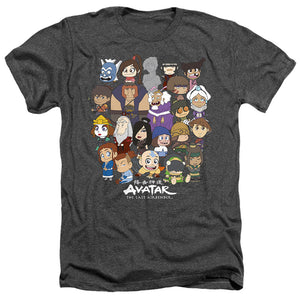 AN OFFCIALLY LICENSED AVATAR THE LAST AIRBENDER CHIBI GROUP MEN'S HEATHER T-SHIRT CHARCOAL