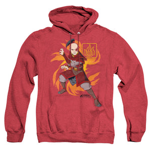 AN OFFCIALLY LICENSED AVATAR THE LAST AIRBENDER ZUKO FLAME BURST ADULT UNISEX HEATHER PULLOVER HOODIE RED