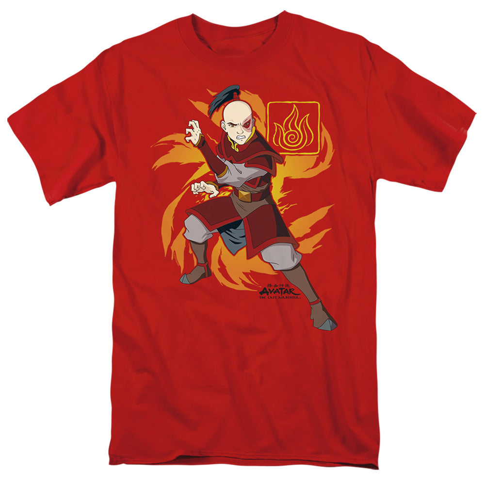 AN OFFCIALLY LICENSED AVATAR THE LAST AIRBENDER ZUKO FLAME BURST MEN'S REGULAR FIT T-SHIRT RED