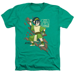 AN OFFCIALLY LICENSED AVATAR THE LAST AIRBENDER TOPH ROCK SLIDE MEN'S HEATHER T-SHIRT KELLY GREEN