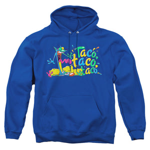 AN OFFCIALLY LICENSED CATDOG TACO TACO TACO ADULT UNISEX PULLOVER HOODIE ROYAL