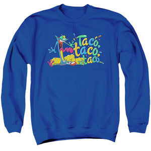 AN OFFCIALLY LICENSED CATDOG TACO TACO TACO ADULT UNISEX CREWNECK SWEATSHIRT ROYAL