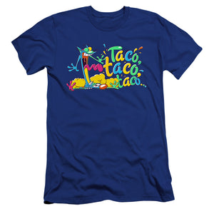 AN OFFCIALLY LICENSED CATDOG TACO TACO TACO MEN'S PREMIUM SLIM FIT T-SHIRT ROYAL