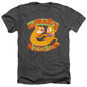 AN OFFCIALLY LICENSED CATDOG CONFLICTING INTERESTS MEN'S HEATHER T-SHIRT CHARCOAL