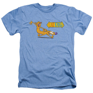AN OFFCIALLY LICENSED CATDOG YEE HAW! MEN'S HEATHER T-SHIRT LIGHT BLUE