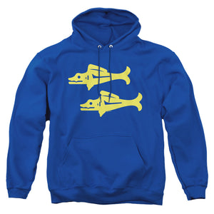 AN OFFCIALLY LICENSED LEGENDS OF THE HIDDEN TEMPLE BLUE BARRACUDAS ADULT UNISEX PULLOVER HOODIE ROYAL