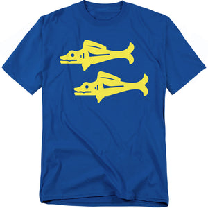 AN OFFCIALLY LICENSED LEGENDS OF THE HIDDEN TEMPLE BLUE BARRACUDAS MEN'S REGULAR FIT T-SHIRT ROYAL