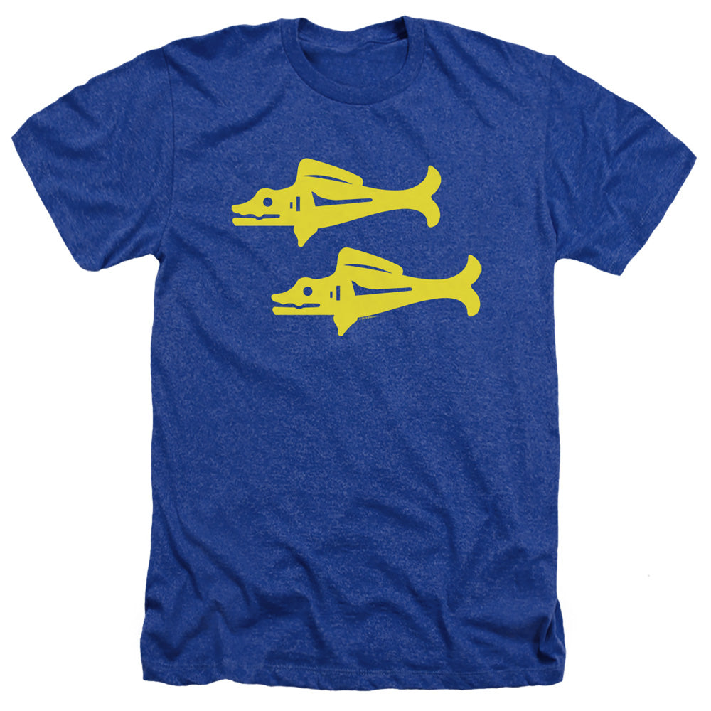AN OFFCIALLY LICENSED LEGENDS OF THE HIDDEN TEMPLE BLUE BARRACUDAS MEN'S HEATHER T-SHIRT ROYAL