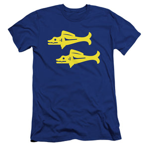 AN OFFCIALLY LICENSED LEGENDS OF THE HIDDEN TEMPLE BLUE BARRACUDAS MEN'S PREMIUM SLIM FIT T-SHIRT ROYAL