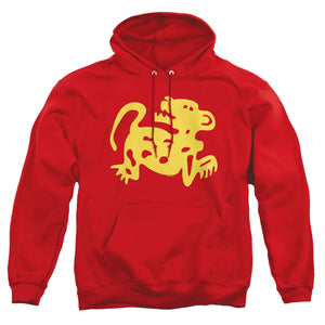 AN OFFCIALLY LICENSED LEGENDS OF THE HIDDEN TEMPLE RED JAGUARS ADULT UNISEX PULLOVER HOODIE RED