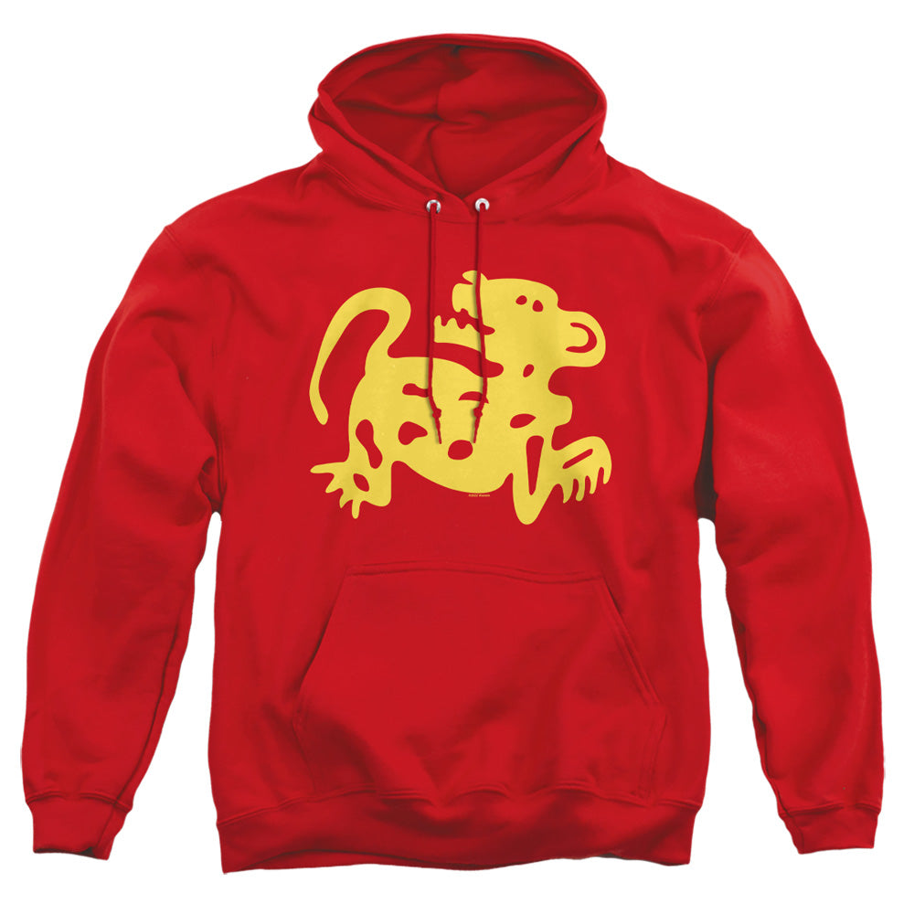 AN OFFCIALLY LICENSED LEGENDS OF THE HIDDEN TEMPLE RED JAGUARS ADULT UNISEX PULLOVER HOODIE RED