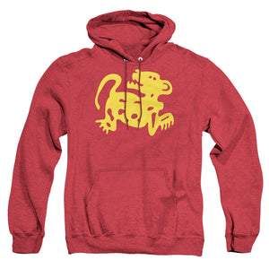 AN OFFCIALLY LICENSED LEGENDS OF THE HIDDEN TEMPLE RED JAGUARS ADULT UNISEX HEATHER PULLOVER HOODIE RED
