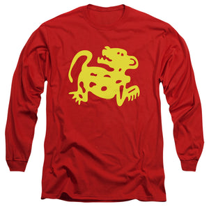 AN OFFCIALLY LICENSED LEGENDS OF THE HIDDEN TEMPLE RED JAGUARS MEN'S LONG SLEEVE T-SHIRT RED