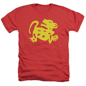 AN OFFCIALLY LICENSED LEGENDS OF THE HIDDEN TEMPLE RED JAGUARS MEN'S HEATHER T-SHIRT RED