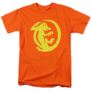AN OFFCIALLY LICENSED LEGENDS OF THE HIDDEN TEMPLE ORANGE IGUANAS MEN'S REGULAR FIT T-SHIRT ORANGE