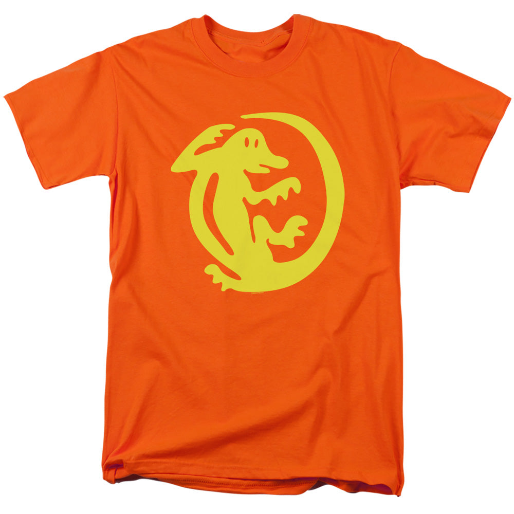 AN OFFCIALLY LICENSED LEGENDS OF THE HIDDEN TEMPLE ORANGE IGUANAS MEN'S REGULAR FIT T-SHIRT ORANGE