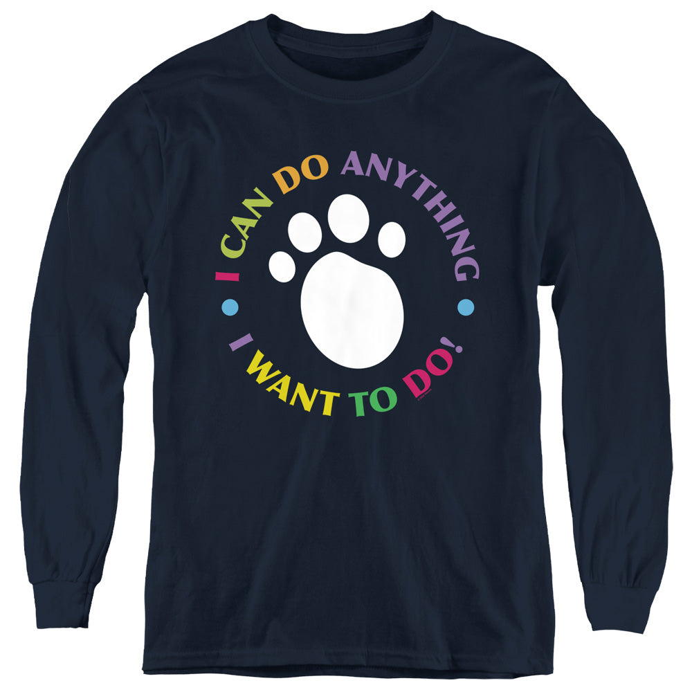 AN OFFCIALLY LICENSED BLUE’S CLUES (CLASSIC) I CAN DO ANYTHING! YOUTH LONG SLEEVE T-SHIRT NAVY