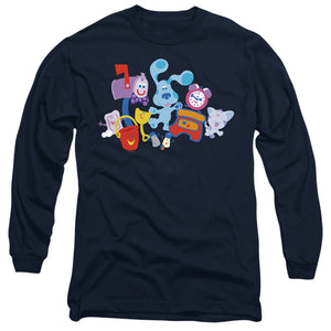 AN OFFCIALLY LICENSED BLUES CLUES CHARACTERS MEN'S LONG SLEEVE T-SHIRT NAVY