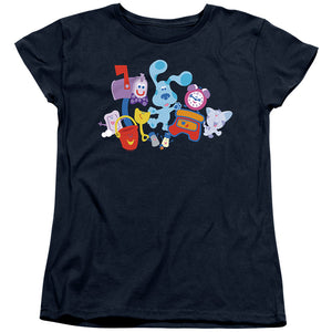 AN OFFCIALLY LICENSED BLUES CLUES CHARACTERS WOMEN'S REGULAR FIT T-SHIRT NAVY