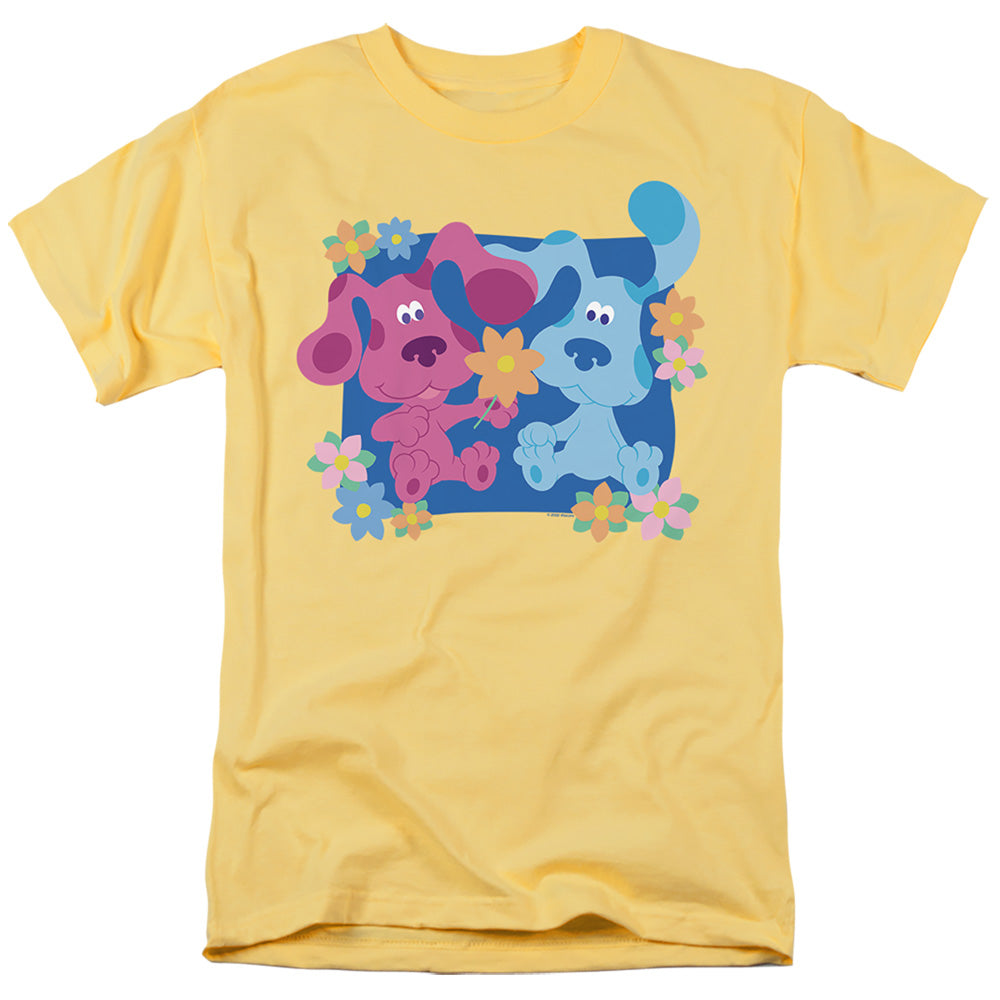 AN OFFCIALLY LICENSED BLUE’S CLUES (CLASSIC) MAGENTA AND FLOWERS MEN'S REGULAR FIT T-SHIRT BANANA