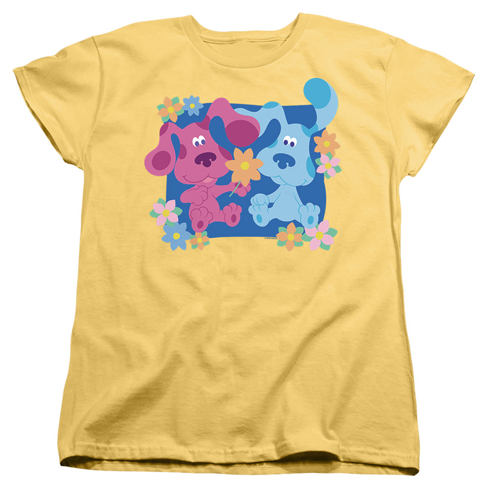 AN OFFCIALLY LICENSED BLUE’S CLUES (CLASSIC) MAGENTA AND FLOWERS WOMEN'S REGULAR FIT T-SHIRT BANANA
