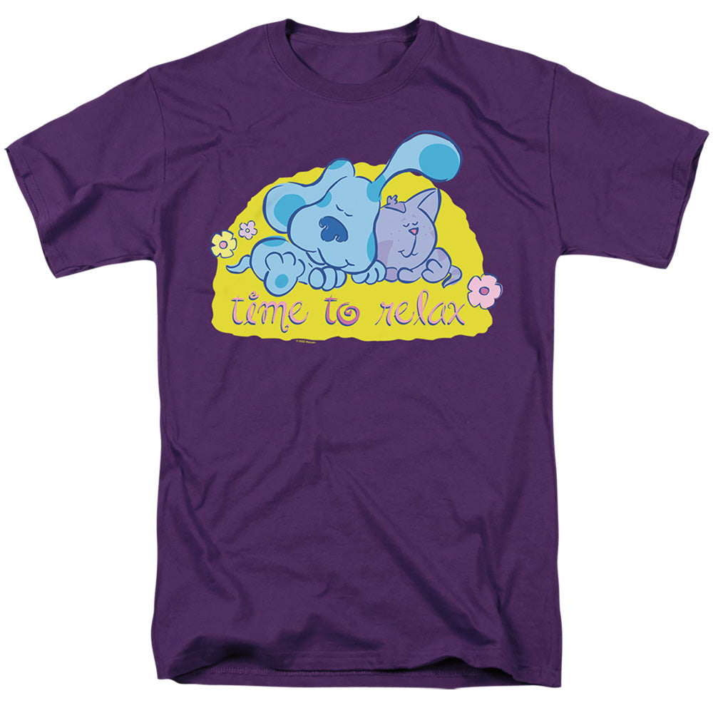 AN OFFCIALLY LICENSED BLUE’S CLUES (CLASSIC) TIME TO RELAX MEN'S REGULAR FIT T-SHIRT PURPLE