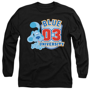 AN OFFCIALLY LICENSED BLUE’S CLUES (CLASSIC) UNIVERSITY MEN'S LONG SLEEVE T-SHIRT BLACK