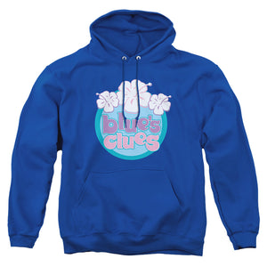 AN OFFCIALLY LICENSED BLUE’S CLUES (CLASSIC) HAWAIIAN FLOWERS ADULT UNISEX PULLOVER HOODIE ROYAL