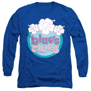 AN OFFCIALLY LICENSED BLUE’S CLUES (CLASSIC) HAWAIIAN FLOWERS MEN'S LONG SLEEVE T-SHIRT ROYAL