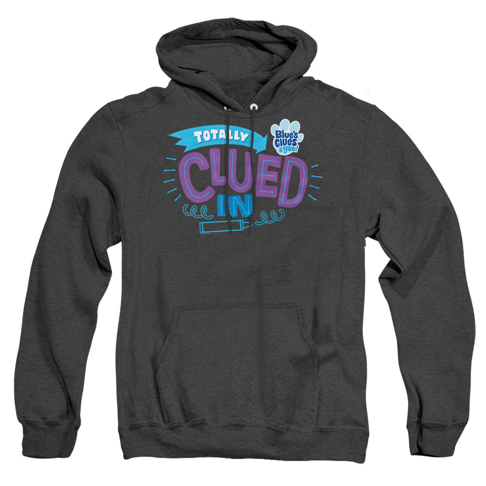 AN OFFCIALLY LICENSED BLUES CLUES & YOU TOTALLY CLUED IN ADULT UNISEX HEATHER PULLOVER HOODIE BLACK