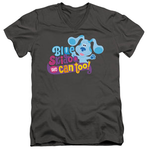AN OFFCIALLY LICENSED BLUES CLUES & YOU WE CAN TOO! MEN'S V-NECK T-SHIRT CHARCOAL