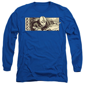 AN OFFCIALLY LICENSED AVATAR THE LAST AIRBENDER ILLUSTRATED AANG MEN'S LONG SLEEVE T-SHIRT ROYAL