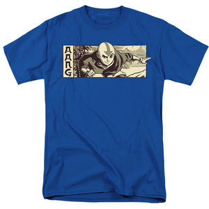 AN OFFCIALLY LICENSED AVATAR THE LAST AIRBENDER ILLUSTRATED AANG MEN'S REGULAR FIT T-SHIRT ROYAL