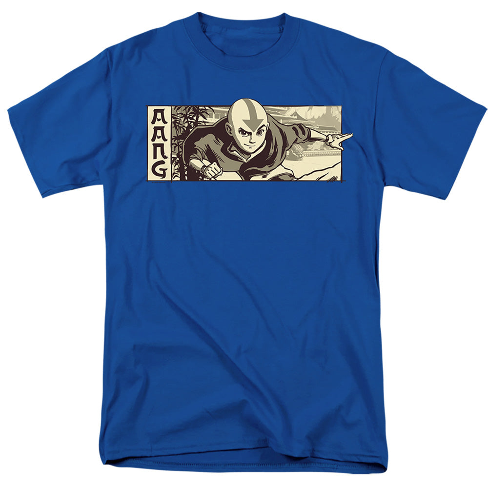 AN OFFCIALLY LICENSED AVATAR THE LAST AIRBENDER ILLUSTRATED AANG MEN'S REGULAR FIT T-SHIRT ROYAL