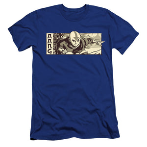 AN OFFCIALLY LICENSED AVATAR THE LAST AIRBENDER ILLUSTRATED AANG MEN'S PREMIUM SLIM FIT T-SHIRT ROYAL