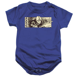 AN OFFCIALLY LICENSED AVATAR THE LAST AIRBENDER ILLUSTRATED AANG BABY BODYSUIT ROYAL