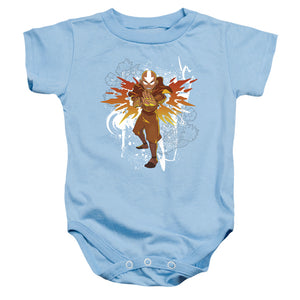 AN OFFCIALLY LICENSED AVATAR THE LAST AIRBENDER FLOWER AND FISH AANG BABY BODYSUIT LIGHT BLUE