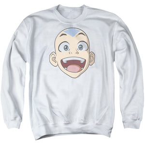 AN OFFCIALLY LICENSED AVATAR THE LAST AIRBENDER BIG AANG FACE ADULT UNISEX CREWNECK SWEATSHIRT WHITE