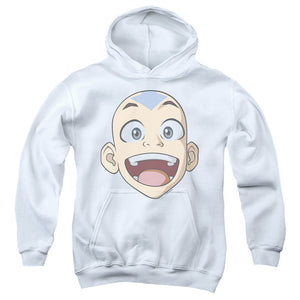 AN OFFCIALLY LICENSED AVATAR THE LAST AIRBENDER BIG AANG FACE YOUTH HOODIE WHITE