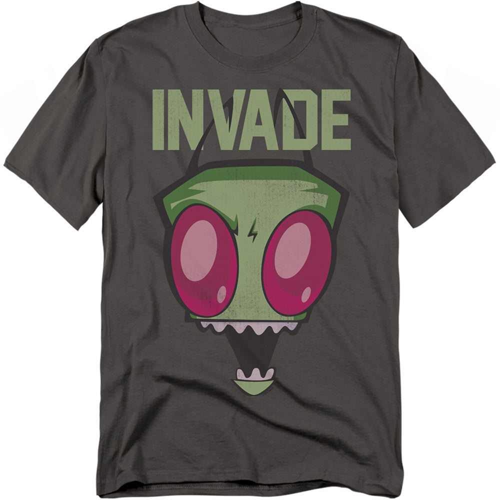 AN OFFCIALLY LICENSED INVADER ZIM INVADE MEN'S REGULAR FIT T-SHIRT CHARCOAL