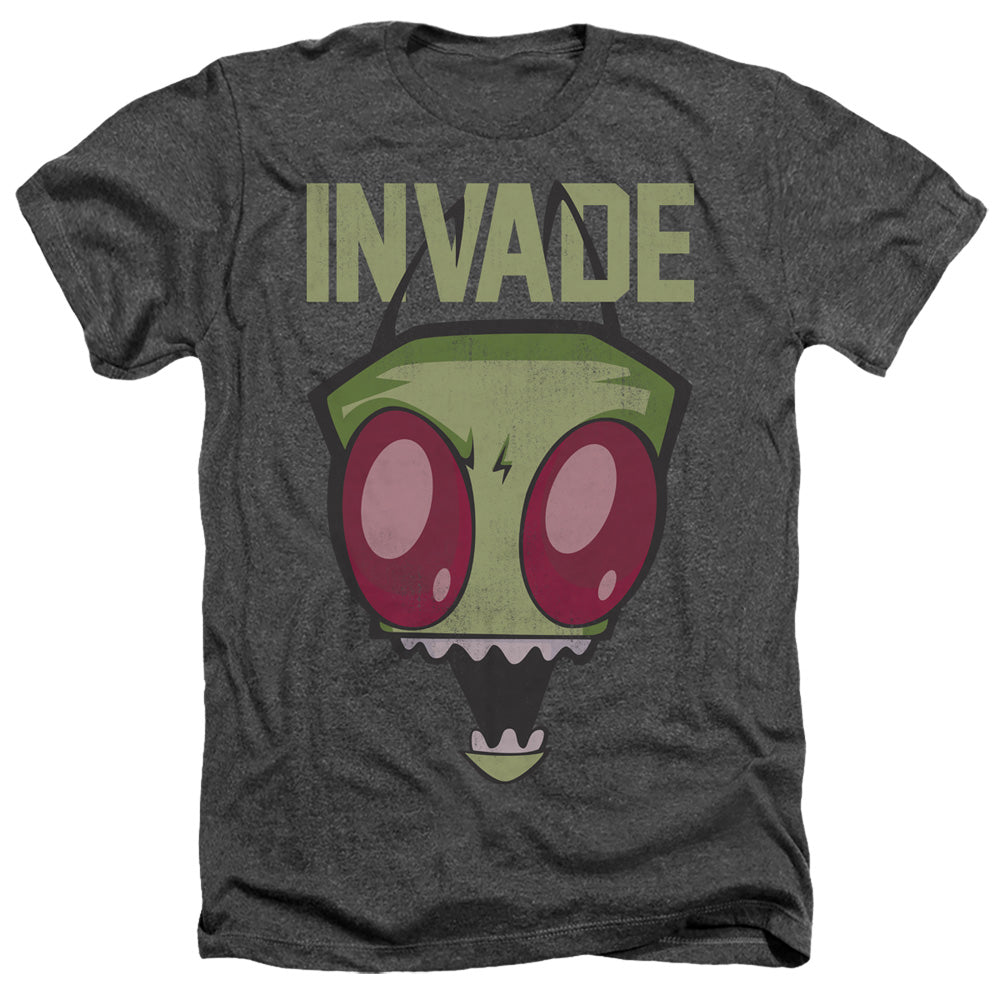 AN OFFCIALLY LICENSED INVADER ZIM INVADE MEN'S HEATHER T-SHIRT CHARCOAL