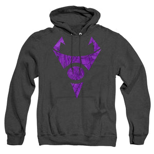 AN OFFCIALLY LICENSED INVADER ZIM IRKEN LOGO TUBED ADULT UNISEX HEATHER PULLOVER HOODIE BLACK