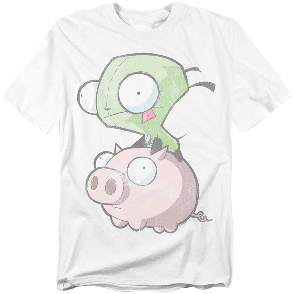 AN OFFCIALLY LICENSED INVADER ZIM GIR AND PIG MEN'S REGULAR FIT T-SHIRT WHITE